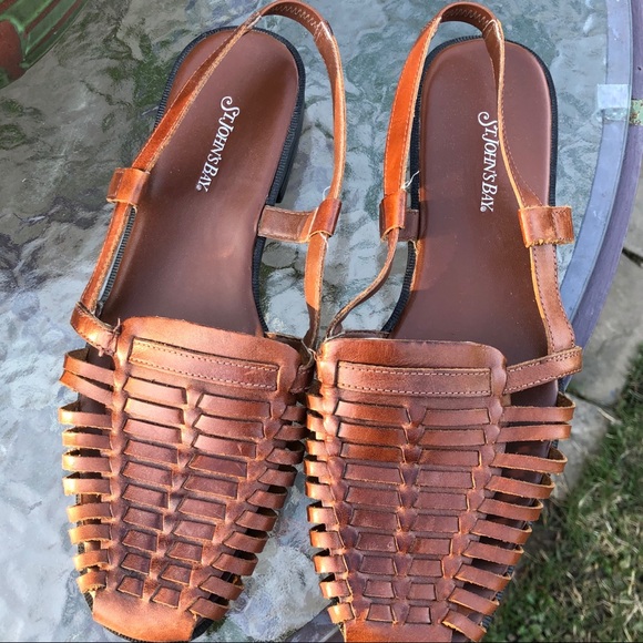 St. John's Bay Shoes - St. John’s Bay Leather Flat Brown Sandals